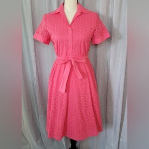 Barrie Pace vintage cotton pink eyelet dress 8P